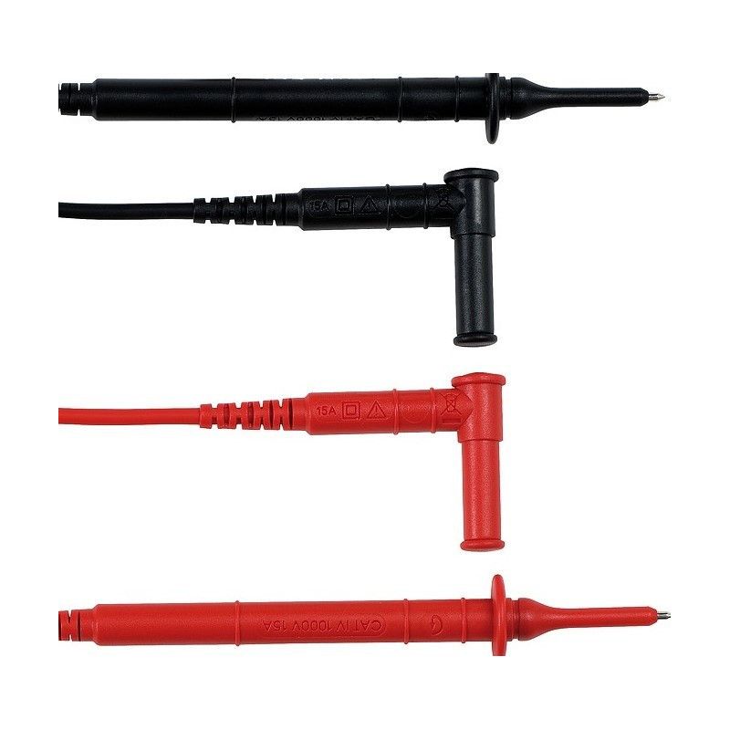 P01295456Z Juego de 2 puntas de prueba 1,5mts R+N acodadas (cable PVC)