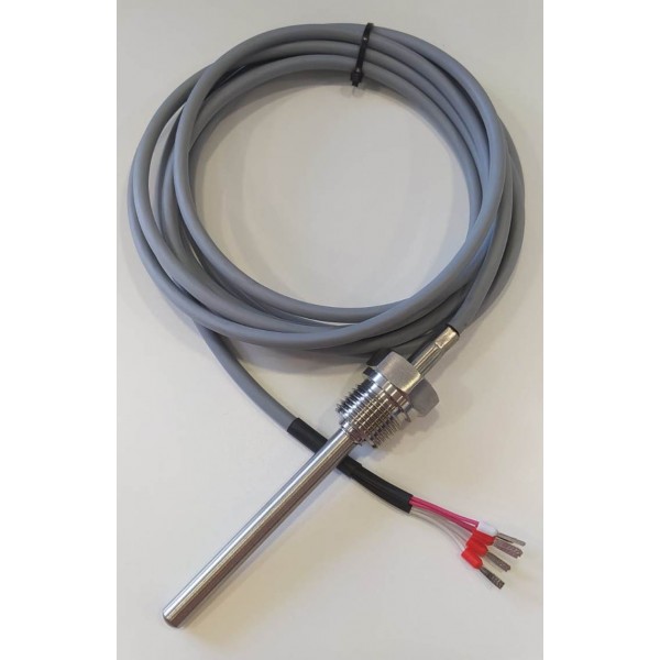 Sonda DOBLE PT-100 Ø8X100mm, R1/2, 3M CABLE SILICONA 6H MUELLE