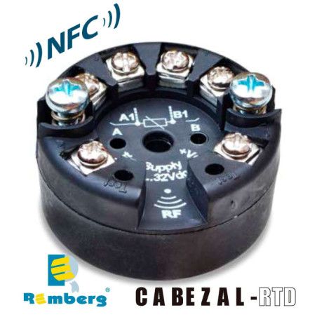 Cabezal-RTD Convertidor de señal para cabezal DIN-B entrada Pt100 / salida 4...20mA (NFC)