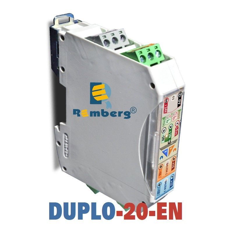DUPLO-20-EN Duplicador/Aislador de señal E: 0-4...20mA / S: 2x0..4/20mA. Alimentación 24VDC