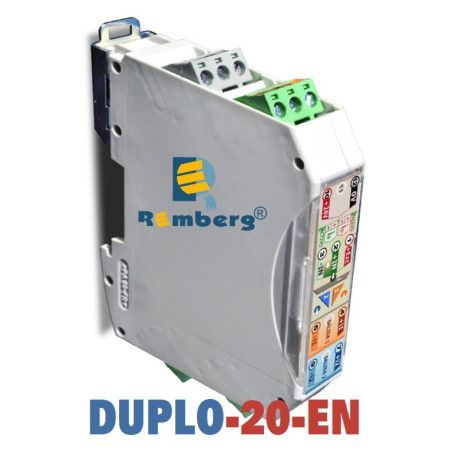 DUPLO-20-EN Duplicador/Aislador de señal E: 0-4...20mA / S: 2x0..4/20mA. Alimentación 24VDC