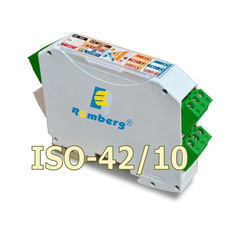 ISO-42/10 AISLADOR CONVERTIDOR 4...20mA Excita. S:0...10V 24VDC