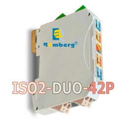 ISO2-DUO-42P AISLADOR CAPTADORES ACTIVOS 2 CANALES, E: 2x4/20mA / S: 2x4/20mA(20/4mA) (pasiva) Bucle 24VDC