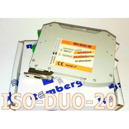 ISO-DUO-20 Aislador galvánico 2 canales 0-4...20mA sin alimentación