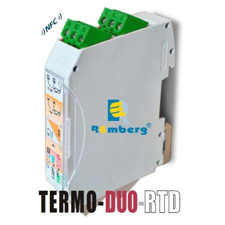 Convertidor DOBLE de señal para carril DIN entrada Pt100 / salida 4...20mA 24VDC