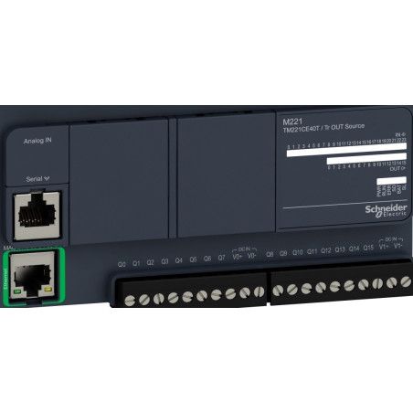 TM221CE40T PLC compacto M221 24ED - 2EA / 16S PNP Ethernet 24VDC