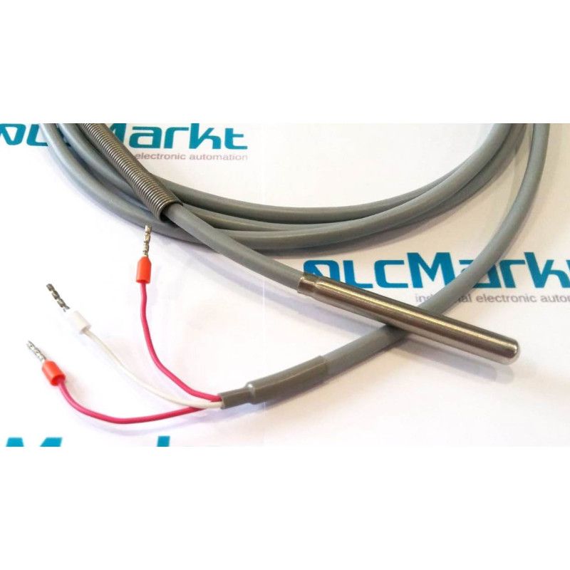 Pt1006x50 Sonda Pt100, bulbo de Ø6x50mm, con 2 metros de cable de silicona y muelle