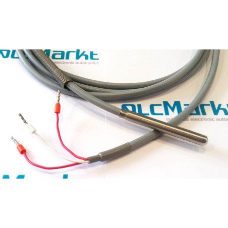 Pt1006x50 Sonda Pt100, bulbo de Ø6x50mm, con 2 metros de cable de silicona y muelle