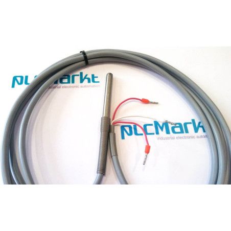 Pt1006x50 Sonda Pt100, bulbo de Ø6x50mm, con 2 metros de cable de silicona y muelle