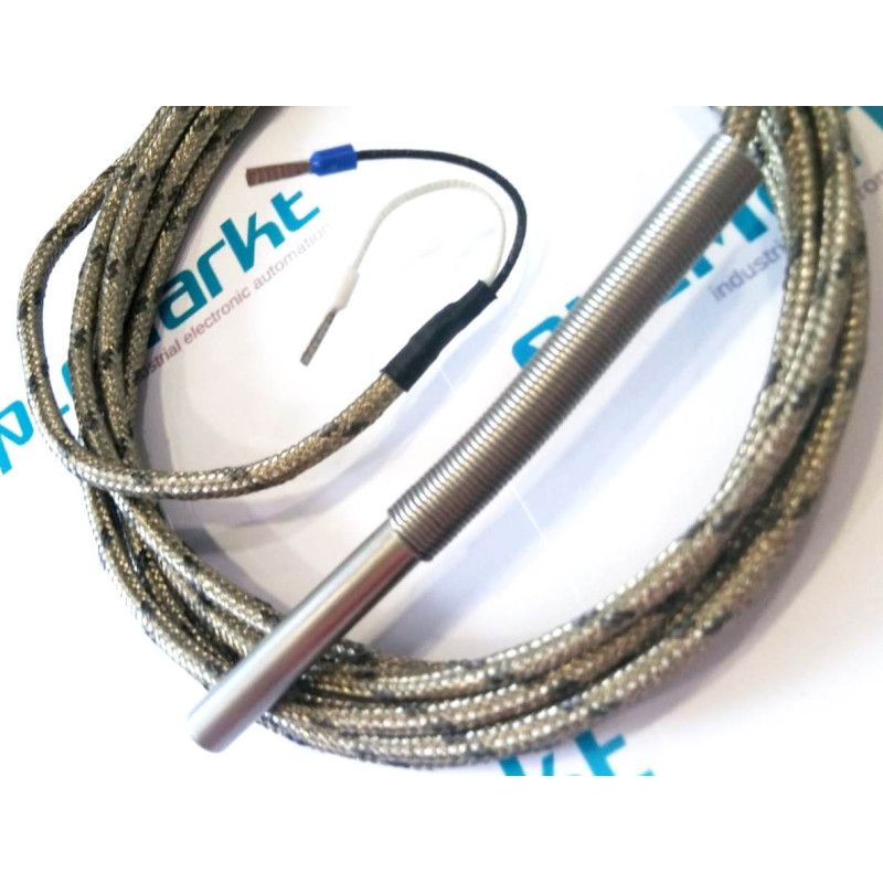 TCJ7x50 Termopar tipo J, bulbo de Ø7x50mm, con 2,5 metros de cable de malla