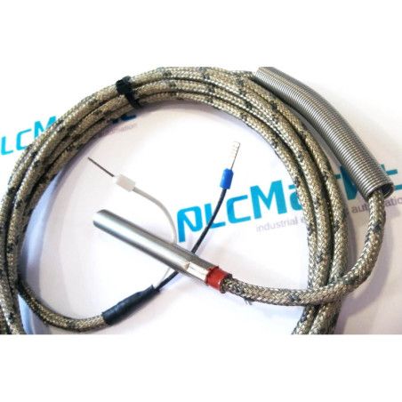 TCJ7x50 Termopar tipo J, bulbo de Ø7x50mm, con 2,5 metros de cable de malla