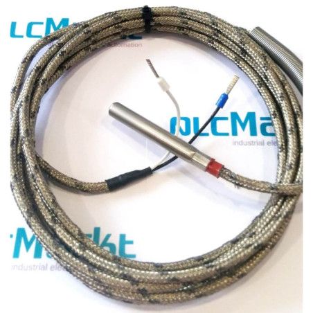 TCJ7x50 Termopar tipo J, bulbo de Ø7x50mm, con 2,5 metros de cable de malla