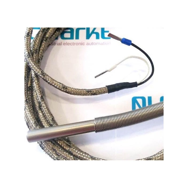 TCJ7x50 Termopar tipo J, bulbo de Ø7x50mm, con 2,5 metros de cable de malla