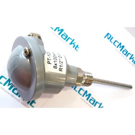 Pt100B100 Sonda Pt100, Ø8x100mm, con conexión en cabezal DIN-B y rosca 1/2"G