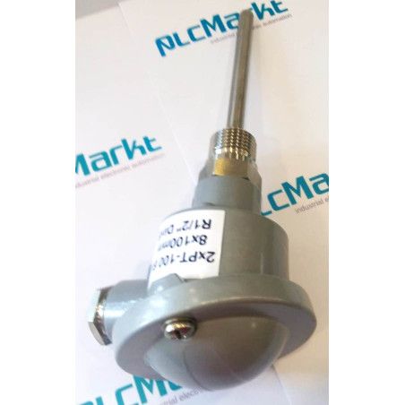 Pt100BD100 Sonda doble Pt100, Ø8x100mm, con conexión en cabezal DIN-B y rosca 1/2"G