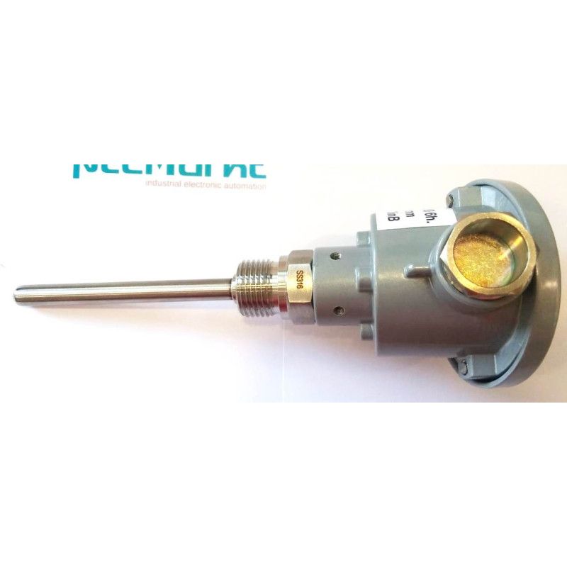 Pt100BD100 Sonda doble Pt100, Ø8x100mm, con conexión en cabezal DIN-B y rosca 1/2"G