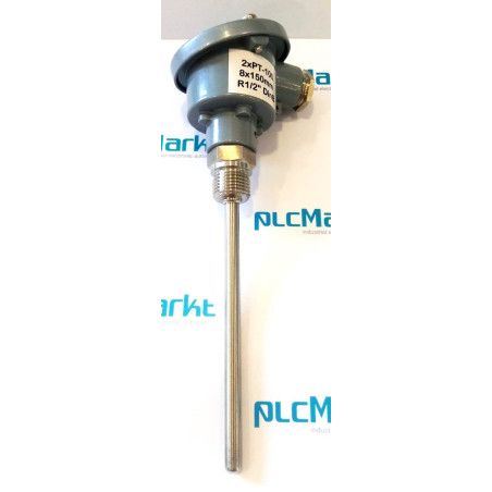 Pt100BD150 Sonda doble Pt100, Ø8x150mm, con conexión en cabezal DIN-B y rosca 1/2"G