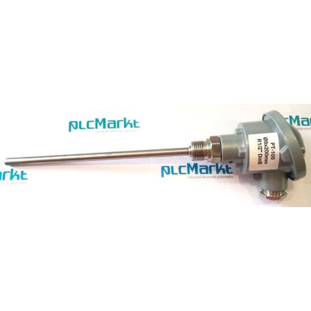 Pt100B200 Sonda Pt100, Ø8x200mm, con conexión en cabezal DIN-B y rosca 1/2"G