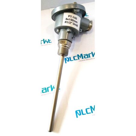 Pt100B150 Sonda Pt100, Ø8x150mm, con conexión en cabezal DIN-B y rosca 1/2"G