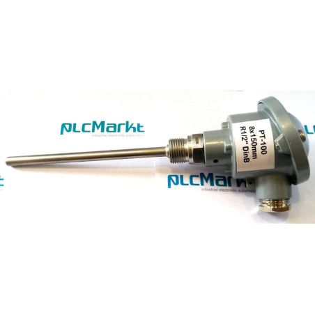 Pt100B150 Sonda Pt100, Ø8x150mm, con conexión en cabezal DIN-B y rosca 1/2"G