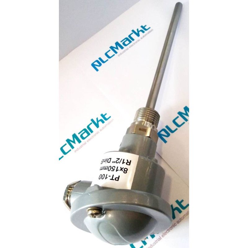 Pt100B150 Sonda Pt100, Ø8x150mm, con conexión en cabezal DIN-B y rosca 1/2"G
