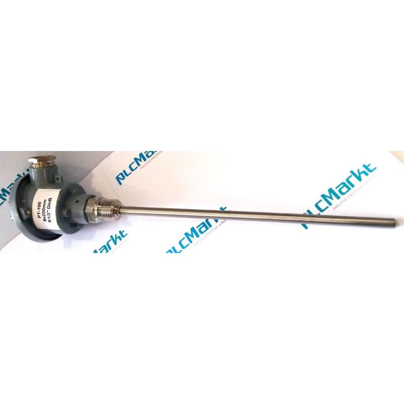 Pt100B250 Sonda Pt100, Ø8x250mm, con conexión en cabezal DIN-B y rosca 1/2"G