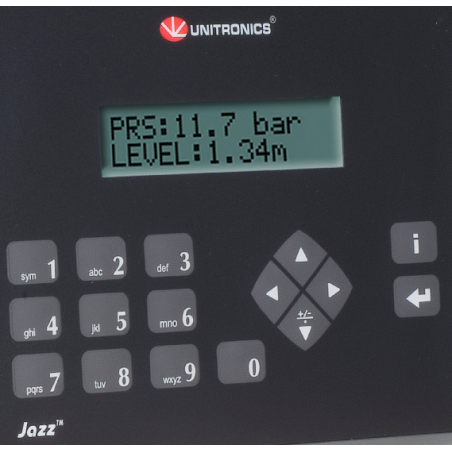 JZ20-J-R31 JAZZ Micro OPLC 16 ED + 2 EA + 2 E duales/11 SD a relé + HMI 2 líneas de texto 24VDC - Puerto USB - IP66