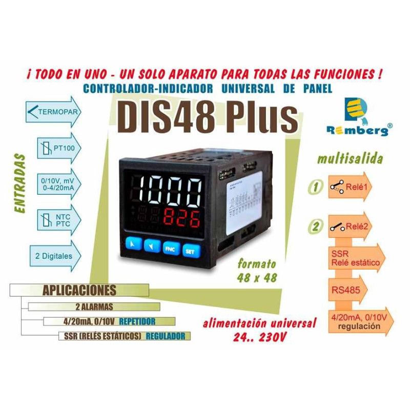 DIS48-PLUS REGULADOR 48x48 E/S UNIVERSAL 24...230VUC (NFC)