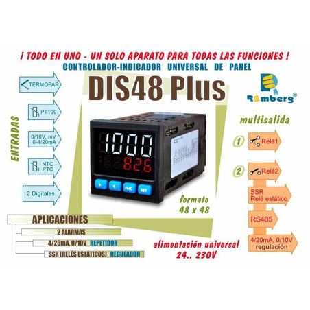 DIS48-PLUS REGULADOR 48x48 E/S UNIVERSAL 24...230VUC (NFC)