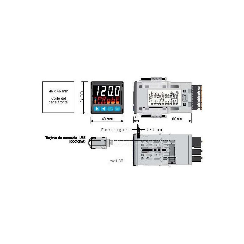 DIS48-PLUS REGULADOR 48x48 E/S UNIVERSAL 24...230VUC (NFC)