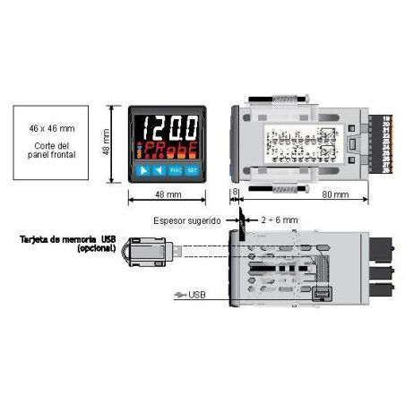 DIS48-PLUS REGULADOR 48x48 E/S UNIVERSAL 24...230VUC (NFC)