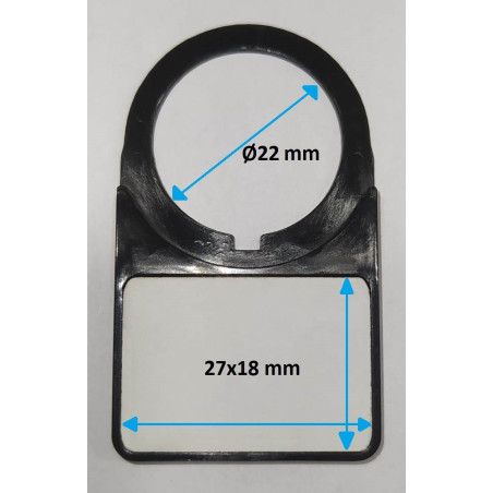 ZN22 PORTAPLACAS Ø22mm 100 unid. para ETIQUETAS 27x18mm plástico NEGRO