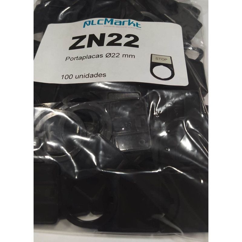 ZN22 PORTAPLACAS Ø22mm 100 unid. para ETIQUETAS 27x18mm plástico NEGRO