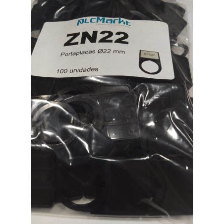 ZN22 PORTAPLACAS Ø22mm 100 unid. para ETIQUETAS 27x18mm plástico NEGRO