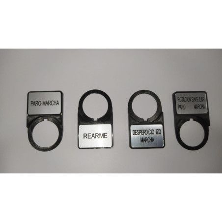 ZN22 PORTAPLACAS Ø22mm 100 unid. para ETIQUETAS 27x18mm plástico NEGRO